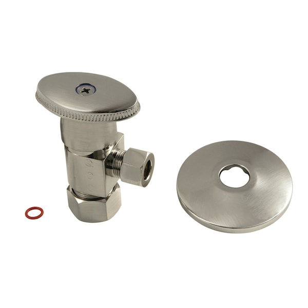 Kingston Brass 5/8"O.D x 3/8" O.D Anti-Seize Deluxe Quarter Turn Ceramic Hardisc Cartridge Angle Stop, Brushed Nckl CD53308VAK - main